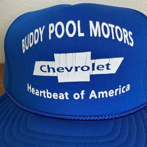 Buddy Pool Motors Harrisburg IL VINTAGE Blue Snapback Trucker Hat OSFA - Picture 5 of 8